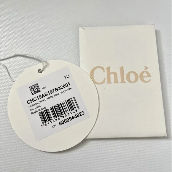 CHLOE MEDIUM ZIPPED C BLACK LEATHER TOTE BAG New With Imperfections - Picture 11 of 11